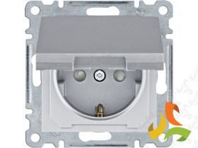 LUMINA Gniazdo pojedyncze z uziemieniem schuko z pokrywą i przesłoną styków srebrne WL1162 HAGER