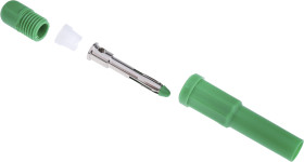 Adapter z wtykiem bananowym Męski Połączenie lutowane typ Wtyk bananowy Zielony 10A RS PRO rozmiar 4 mm