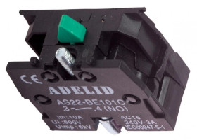 Styk pomocniczy do wyłączników piórkowych 1xNO zielony AS22-BE101