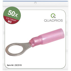 Quadrios 23C519 Ring Terminal 1.5mm&#xB2; 8.5mm Hole &#xD8; Red 50 pcs