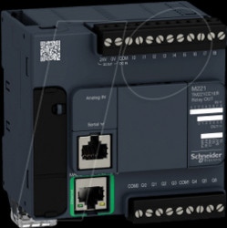 TM221CE16R PLC controller, 9 inputs / 7 outputs, 95 x 90 x 70 mm