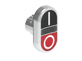 Metalowy przycisk fi22mm 2 klawiszowy samoczynny powrót 2 kryte, podświetlany Czarny-Czerwony I-0 LPSBL7122