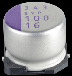 16SVP100M ELKO polymers SMD, 100 µF, 16 V, 105°C, 10 x 8 mm