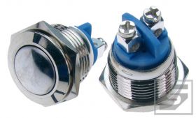 Przycisk wandaloodporny PW16W/B; 16mm;wypukły;2A/250V;bistabilny;