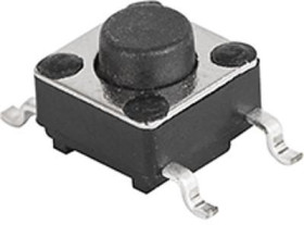 Short-stroke pushbutton, 1 Form A (N/O), 50 mA/12 VDC, unlit , actuator (black), 1.6 N, SMD, 1301.9317
