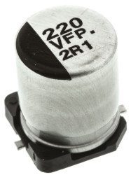 Aluminiowy kondensator elektrolityczny 220μF 35V dc SMD Panasonic 8 (Dia.) x 10.2mm