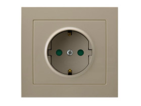 KIER Gniazdo pojedyncze z uziemieniem schuko z przesłonami beżowy GP-1WSP/01 OSPEL