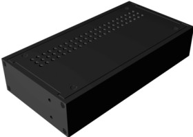 Aluminum enclosure, (L x W x H) 44 x 211 x 108 mm, black (RAL 9005), IP20, RM1U0804VBK