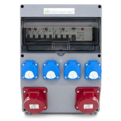 Rozdzielnica budowlana 2*16A/5 + 4*GS 230V + zabezpieczenia + różnicówka, obudowa naścienna, okienko 12M, 12NO42B22B0F