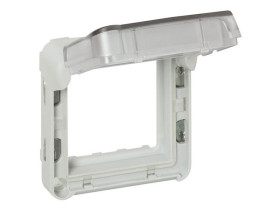 PLEXO IP55 Adapter z klapką przyciemnioną do mechanizmów mosaic szary/biały 069580 LEGRAND
