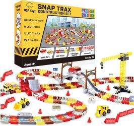 USA Toyz Snap Trax Construction Set - STEM Building Bendable LED Race Tracks