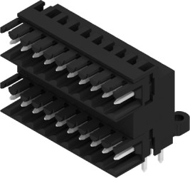 Pin header, 20 pole, pitch 3.5 mm, angled, black, 1634120000