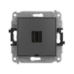 ICON Mechanizm gniazda pojedynczego HDMI 2.0, bez pola opisowego grafitowy mat 28IHDMIBO-3