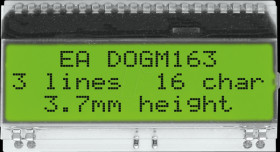 EA DOGM163L-A LCD text module, 48.3 x 12 mm, yellow / green