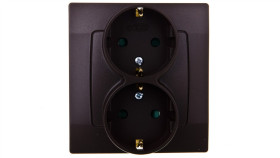 Karo Gniazdo Podwójne Z/U Schuko Z Przesłonami Czekoladowy Metalik Gp-2Ssp/40