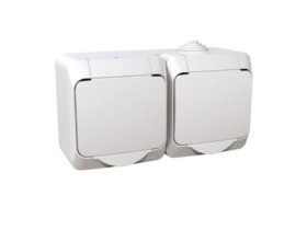 CEDAR PLUS Gniazdo podwójne z uziemieniem 2P+PE z białą klapką IP44 biały WDE000522 SCHNEIDER ELECTRIC