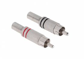 Wtyk RCA prosty metalowy czarny+czerwony [ 2szt ]