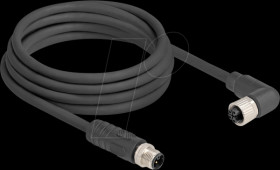 80526 M12 Cable L-coded 4 pin male straight to female right angled PUR