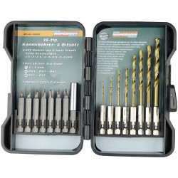 Brüder Mannesmann M54325 Drill Bit Set TiN Coated 16-Piece for Precision Use