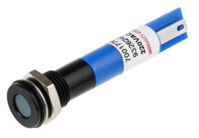 Lampka kontrolna do montażu panelowego 220V ac, niebieska 8mm LED Końcówka lutownicza RS PRO