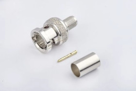 Przejściówka do złączy BNC, 75, 6GHz, Męski, Połączenie zagniatane, Montaż na kablu +165C -65C