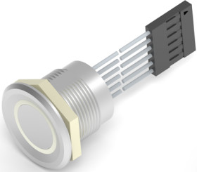 Vandal-proof pushbutton, 1 pole, silver, illuminated  (RGB), 1 A/24 VDC, mounting Ø 19.2 mm, IP68, 2342840-3