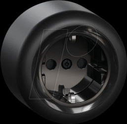 WDE015976 Socket, 1-fold, surface-mounted, complete, black, round, Renova