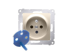 SIMON 54 Gniazdo DATA złoty mat z kluczem uprawniającym DGD1.01/44 KONTAKT SIMON