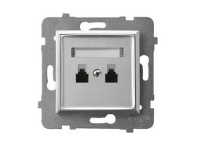 ARIA Gniazdo telefoniczne podwójne równoległe srebro GPT-2UR/m/18 OSPEL