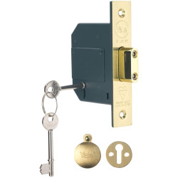 Yale Locks PM562 Hi-Security BS 5 Lever Mortice Deadlock 68mm Polished Brass