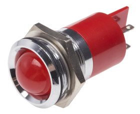 Lampka kontrolna do montażu panelowego 12V, czerwona 22mm LED Chrom Końcówka lutownicza RS PRO