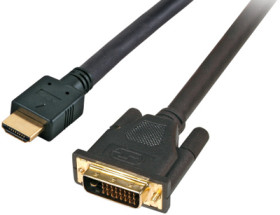 Adapter cable, 2 m, black, HDMI plug type A, straight to DVI-D Dual Link (24+1) plug, straight, K5432SW.2