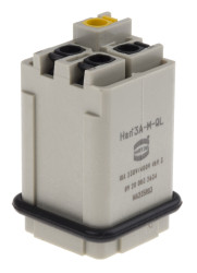Wkładka złącza dużej mocy 3-pinowe HARTING 10A 3+E Męski Quick Lock Proste