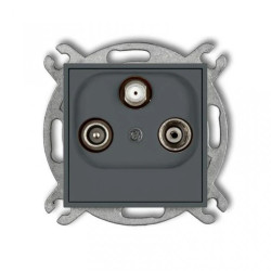 ICON Mechanizm gniazda abonenckiego RTV-SAT końcowego multimedialnego (Internet) grafitowy mat 28IGM