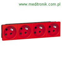 Mosaic gniazdo poczwórne 16A, 2P+Z, czerwone.