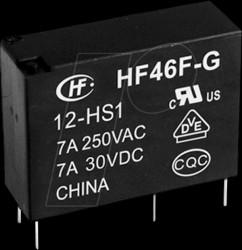 HF46F-G/12-HS1 Subminiature intermediate power relay, 12 V DC, 10 A, 1 NO conta
