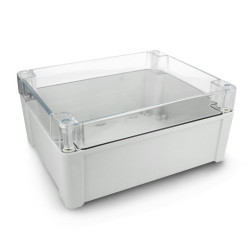 Kradex - Hermetyczna obudowa ZP240.190.105SJp IP67 TM ABS - 240x190x105mm z mosiężnymi tulejami - jasnoszara- przezroczysta