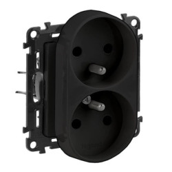 VALENA LIFE gniazdo 2p+z z przesłoną do ramek wielokrotnych czarne 16A 250V 756300