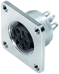 Panel socket, 3 pole, solder connection, screw locking, straight, 09 0108 300 03