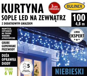 Kurtyna świetlna zewnętrzna 100l kurtyna sople z dod.gniazdem 5m dekoracji+1,5m przewodu zasilającego 75-656