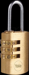 Y150B/22/120/1/B Combination lock, brass, 3-digit numerical sequence, 22 mm