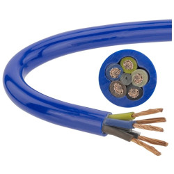 Przewód zasilający sterowniczy elastyczny PUR H07BQ-F 5x2,5 niebieski Elektrokabel /100m/