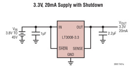 3μA I, 20mA, 45V Low Dropout Linear Regulators