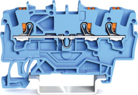 3-wire feed-through terminal, spring-clamp connection, 0.25-2.5 mm², 1 pole, 17.5 A, 8 kV, blue, 2201-1304