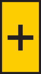Vinyl-coated fabric foil Label, imprint &quot;+&quot;, (W x H) 6.2 x 19 mm, max. bundle Ø 4 mm, yellow, 592-11070