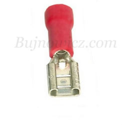 Konektor ĹźeĹski 6.3x0.8 czerwony izolowany RoHS