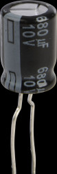 EEUFR1A681B Electrolytic capacitor, radial, 680 µF, 10 V, 105°C, low ESR