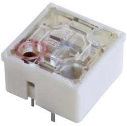 Short-stroke pushbutton, 1 Form A (N/O), 100 mA/35 V AC/DC, illuminated, red, actuator (transparent, L 0.7 mm), 2.9 N, THT, 3.14