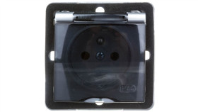 Impresja Gniazdo Bryzgoszczelne Z/U Ip44 Klapka Przezroczysta Srebrne...