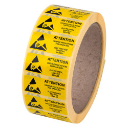 Antistat 055-0068 Yellow ESD Caution Labels 16 x 38mm Roll Of 1000